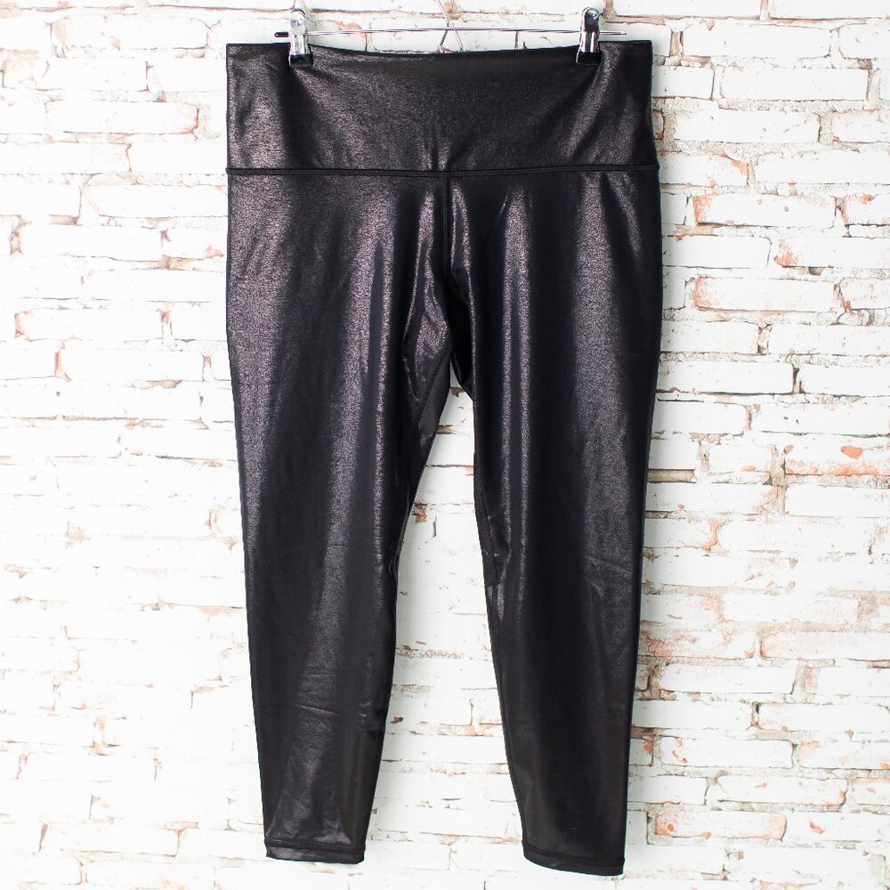 Athleta Elation Black Shine Tight Leggings Women's 1X Glossy High-Rise